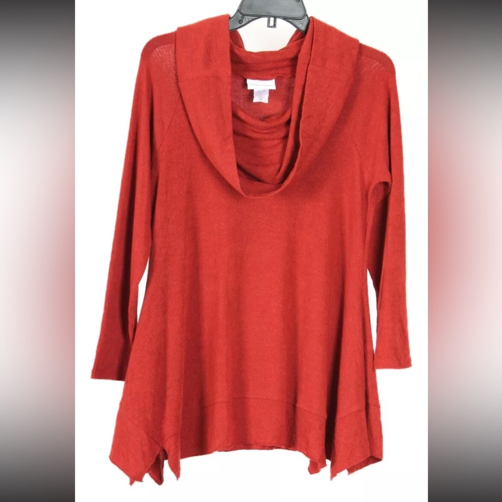 Soft Surroundings Women’s Sweater Medium Petite Orange Long Sleeve Pullover Knit